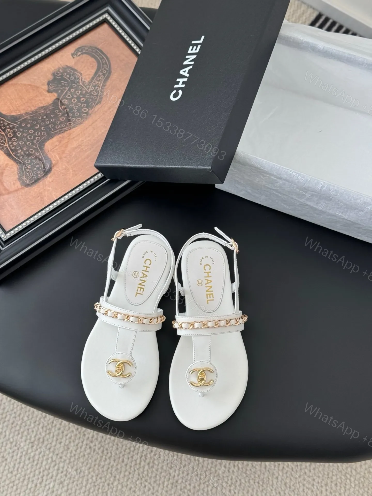 Chanel Women White Leather Sandals — view 1
