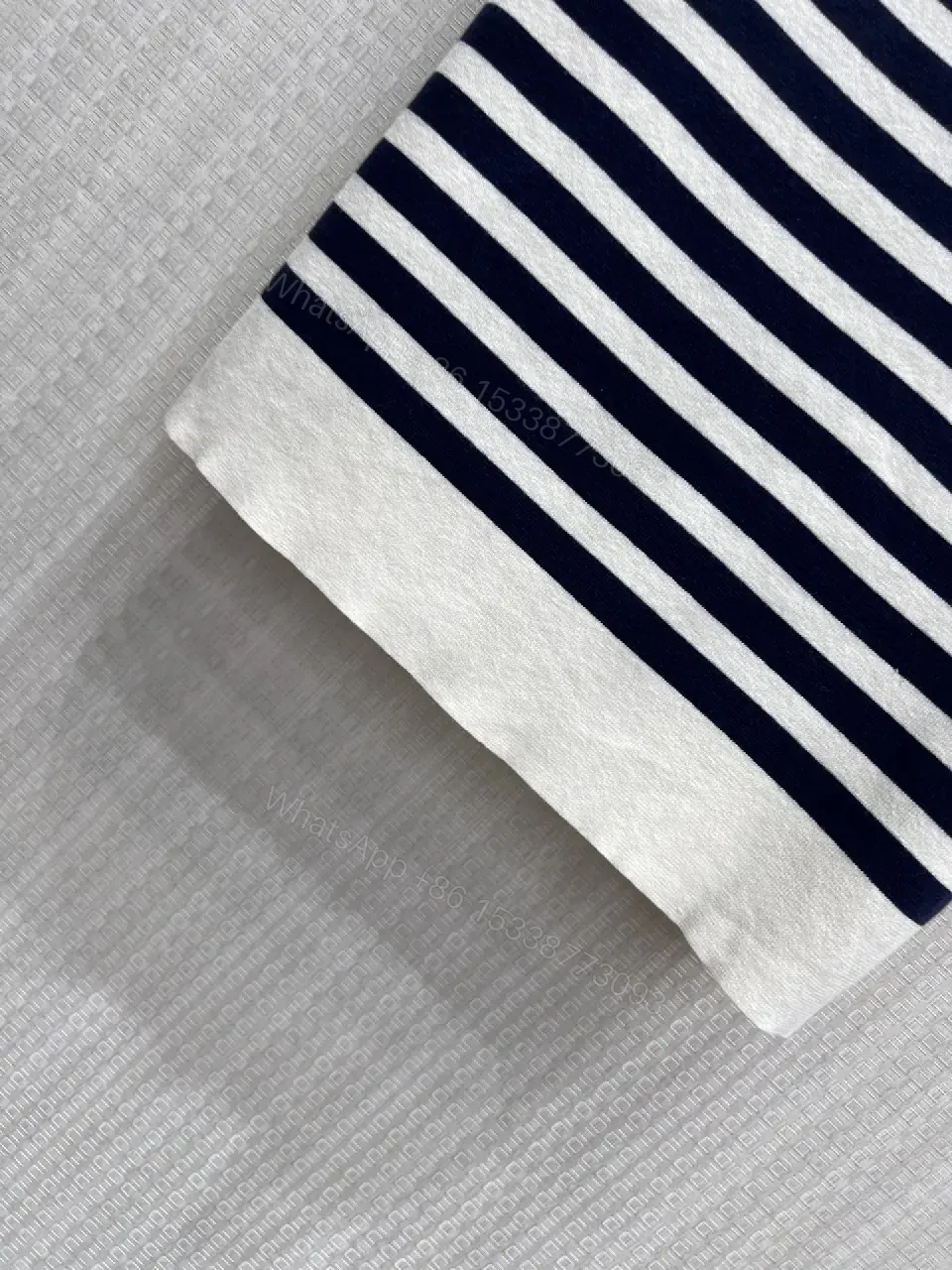 View 7 of White Navy Stripe Sleeveless Knit Tank Top - Dior Logo Patch Upgrade