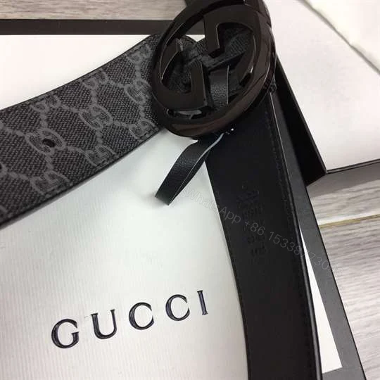 View 8 of GUCCI MEN’S BLACK GG SUPREME BELT WITH G BUCKLE – B32