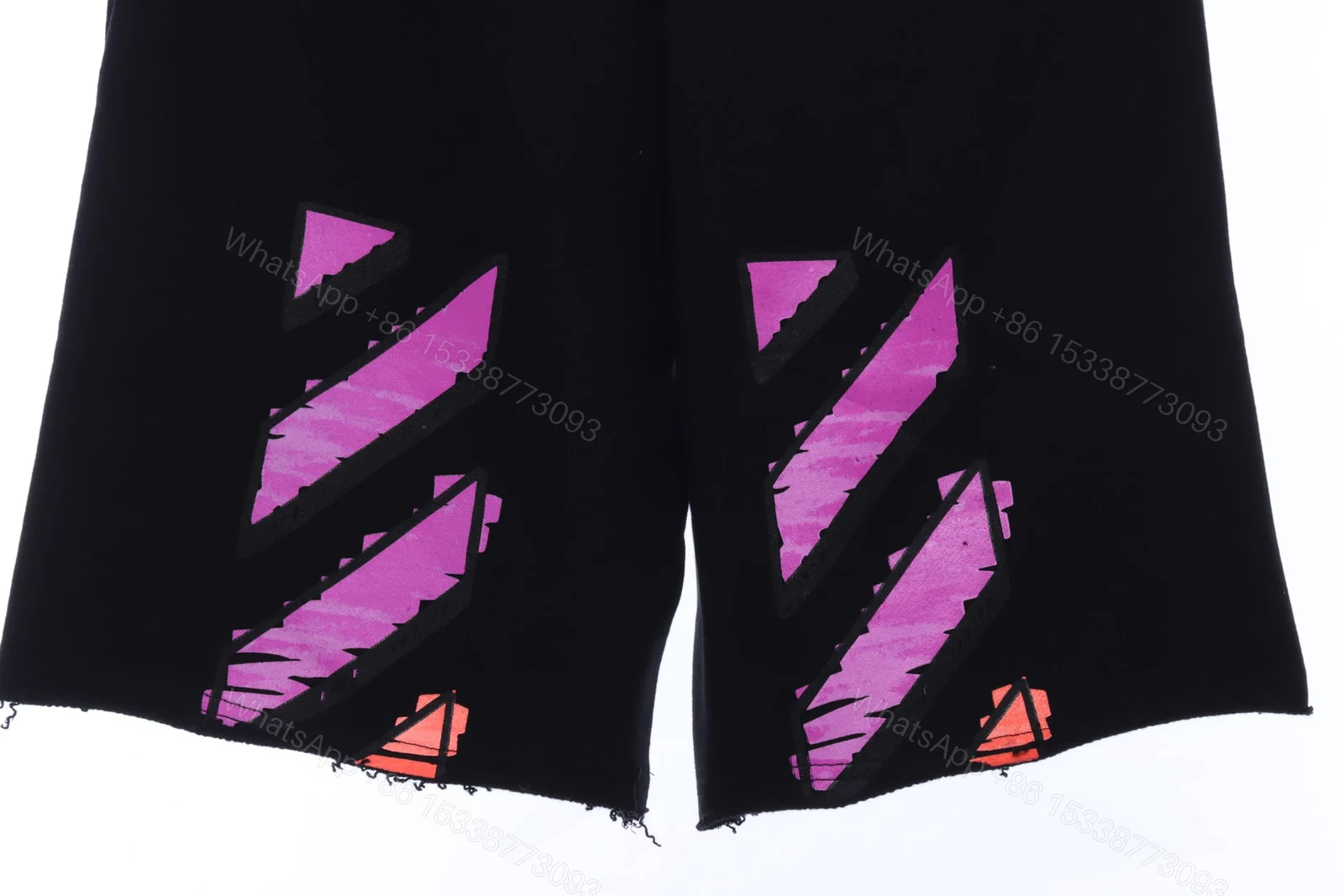 View 2 of Off-White Purple Red Diagonal Shorts