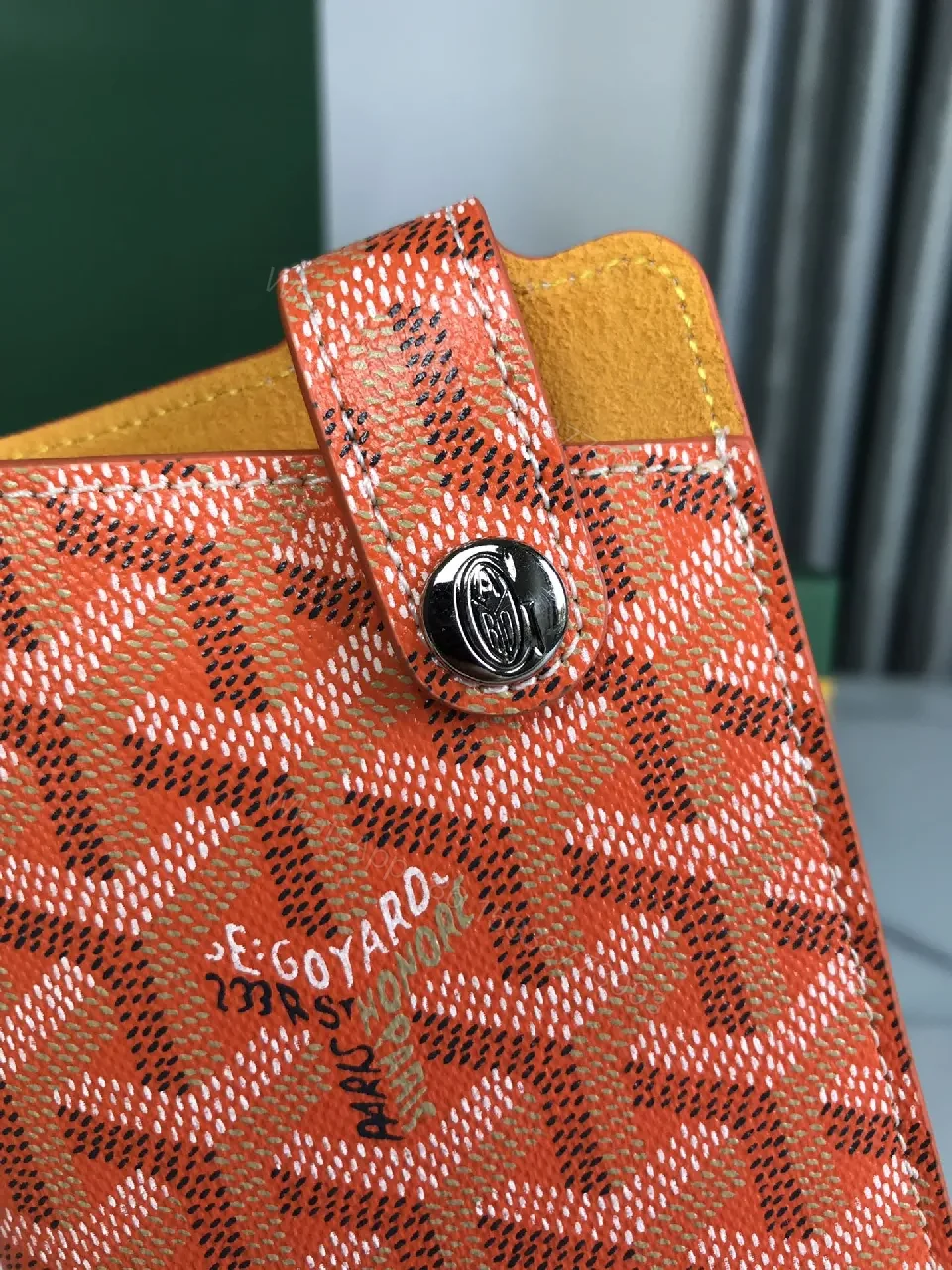 View 2 of Structured Patterned Crossbody—Bold Orange, Signature Chevron, Snap Closure