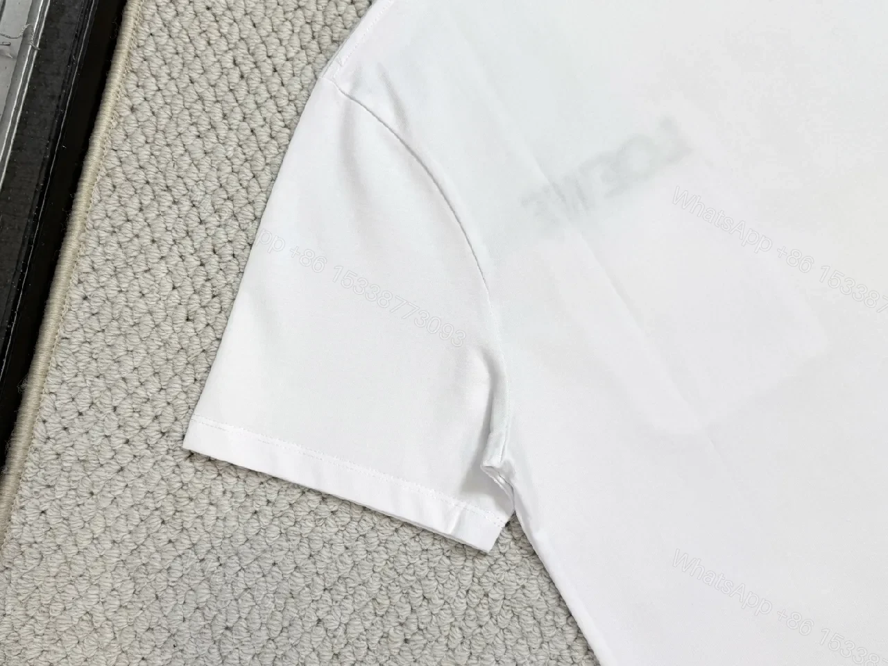 View 9 of White Cotton Pocket Tee with Subtle LOEWE Logo, Classic Fit