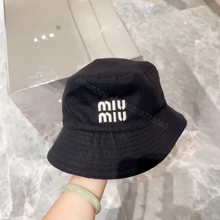 Chic Minimalist Miu Miu-Inspired Logo Bucket Hat — view 1