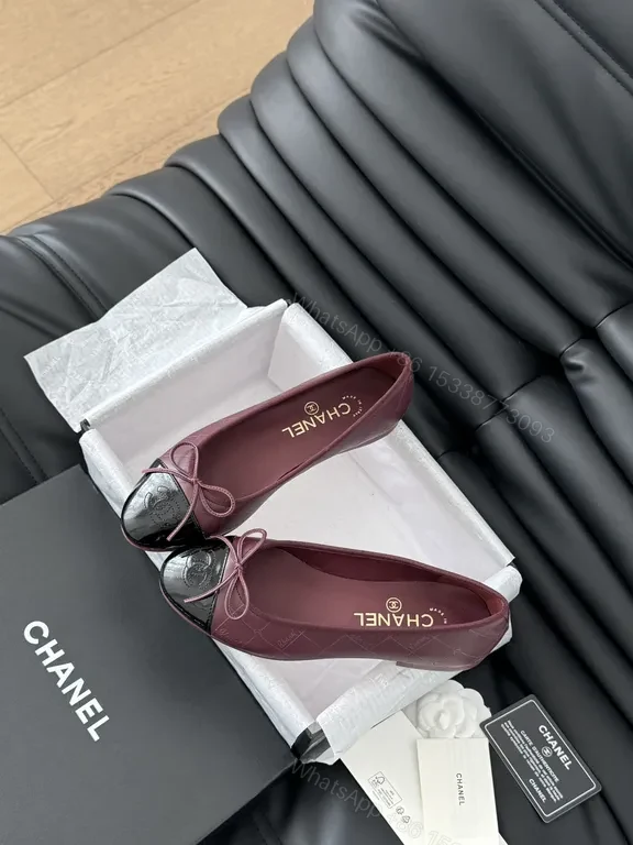View 4 of Burgundy Patent-Toe Ballet Flats - Luxury Chic Comfort