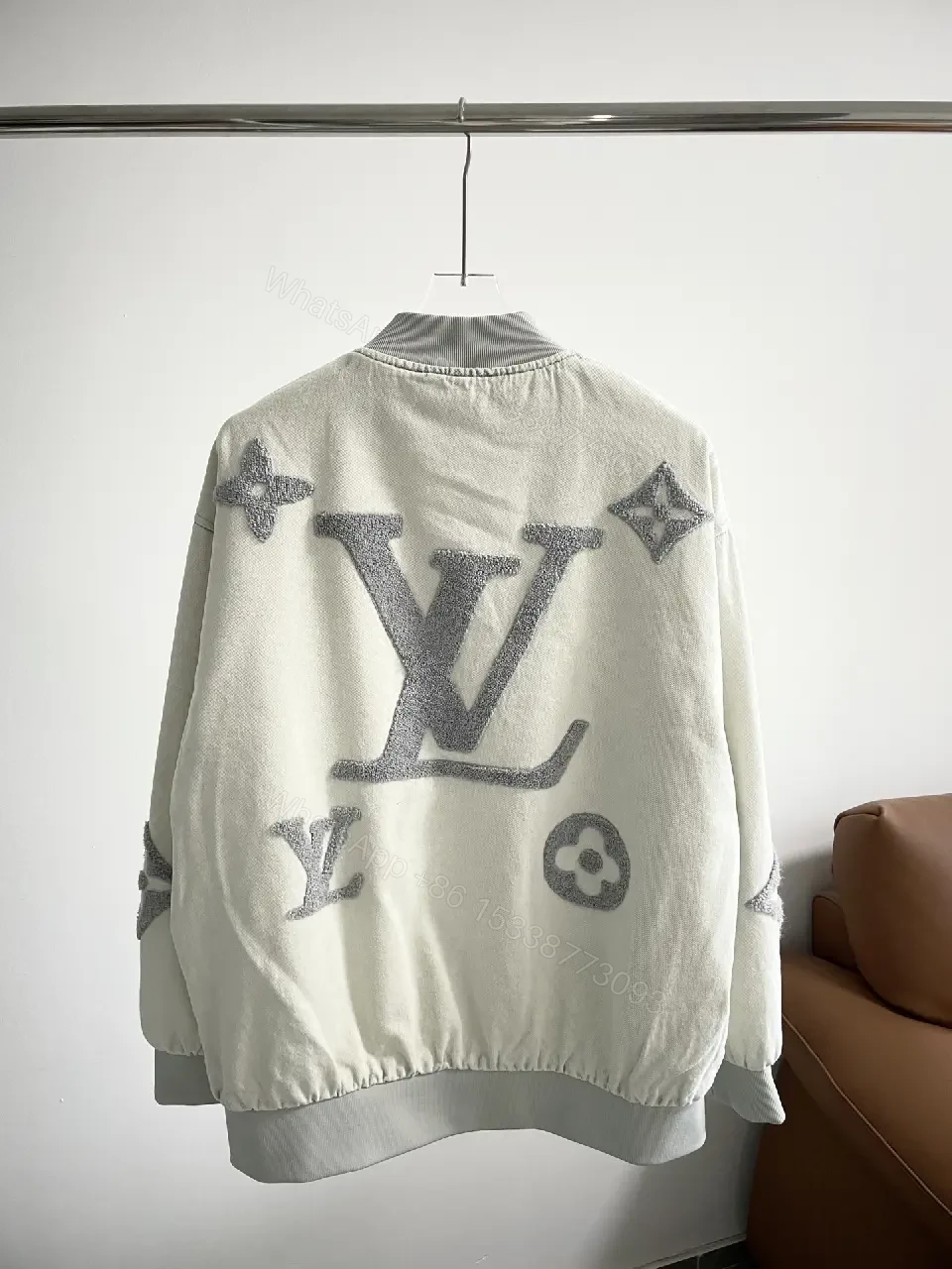 View 8 of Monogram Knit Bomber Jacket, Luxe Casual Modern Edge