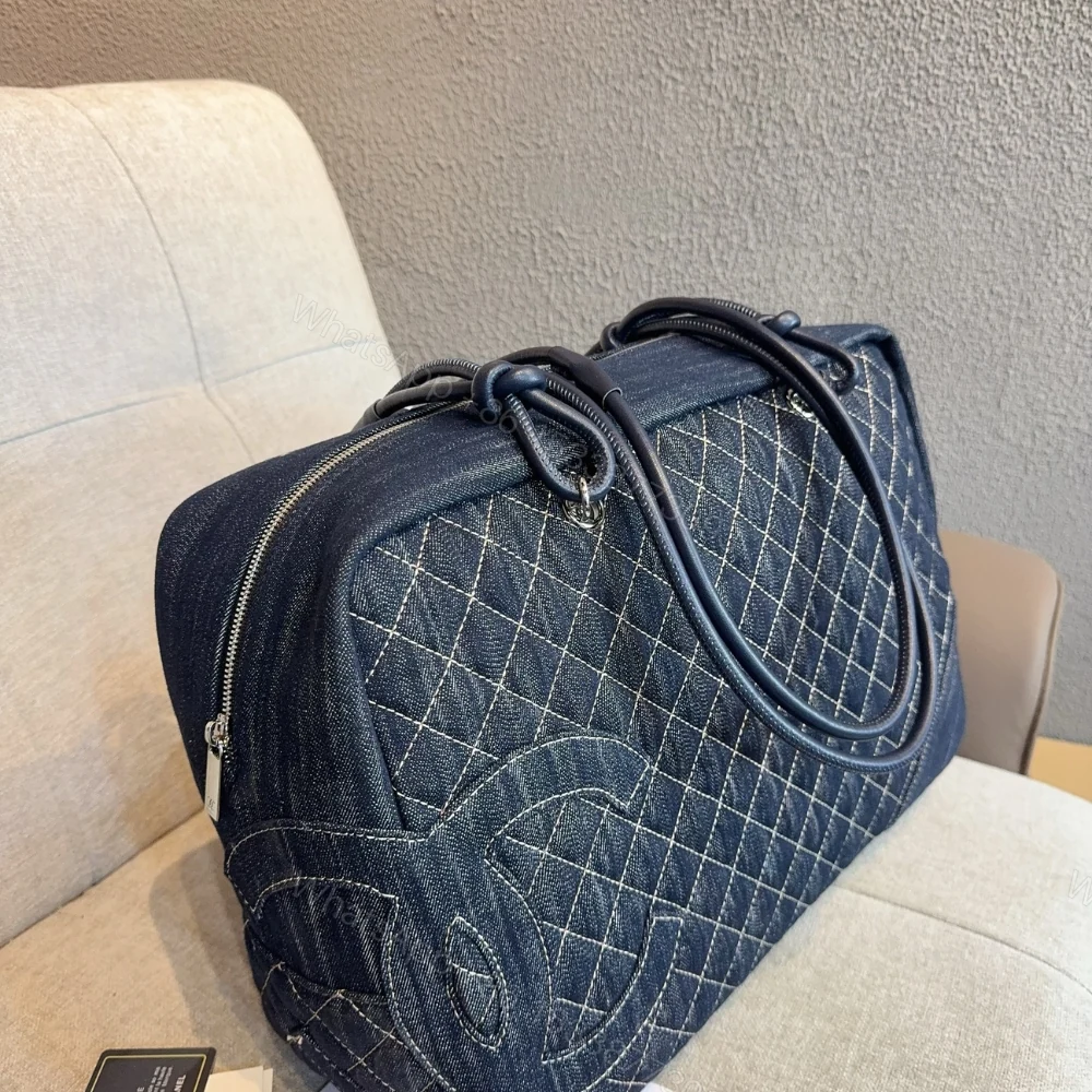 View 4 of Chanel Denim Duffle Bag Blue Denim 40Cm