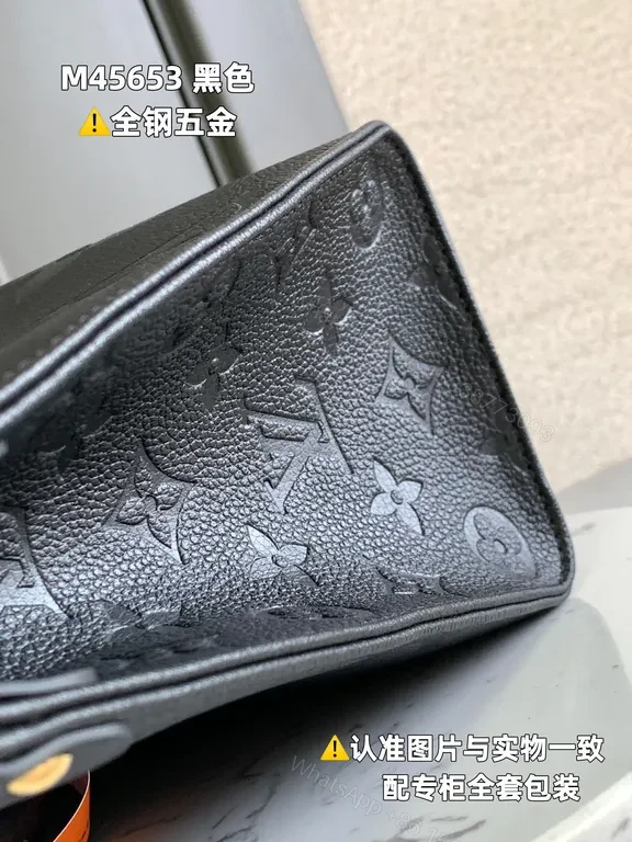 View 9 of Structured Black Monogram Tote â€” Luxury Grained Leather Bag