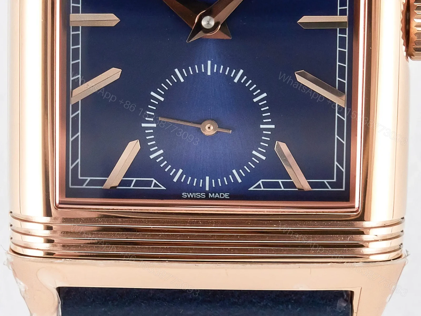 View 18 of Reverso Tribute Duoface Small Seconds RG MGF Best Edition Blue Dial on Blue Leather Strap A854A