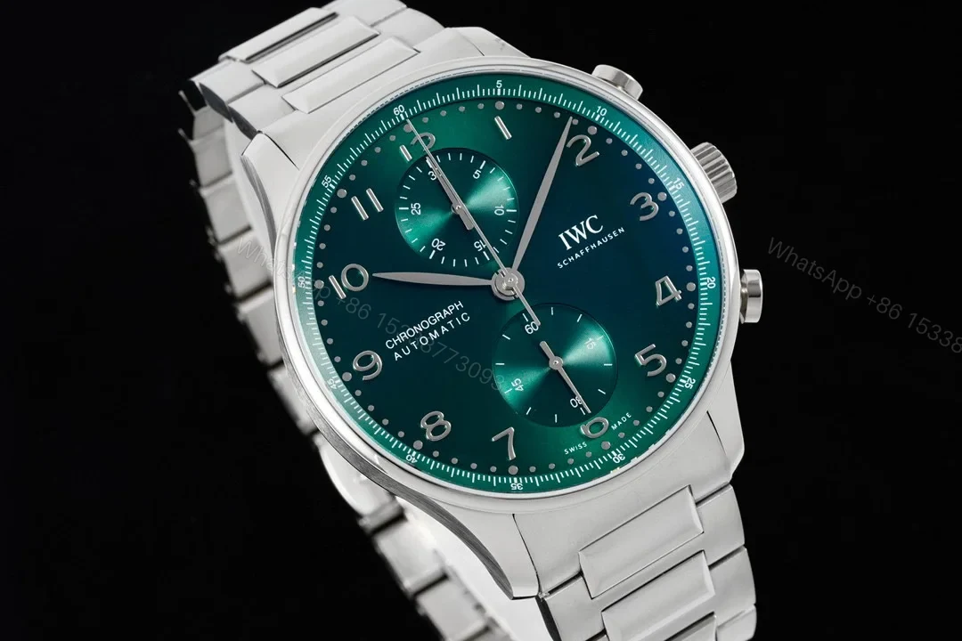 View 3 of IWC Portugieser Green Replica 41MM Premium Chronograph Steel Bracelet Edition IW3716-18