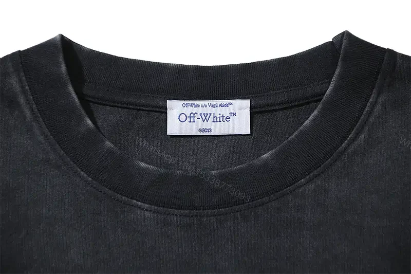 View 8 of Black Distressed Cotton Tee Off-White Crest Graphic T-Shirt