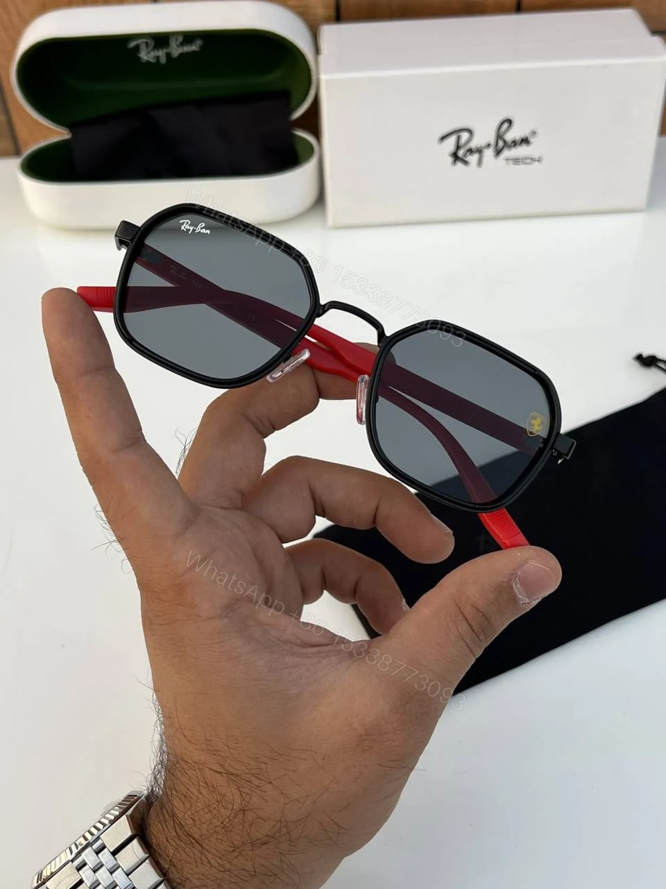 View 3 of First Copy RayBan 8810 Black Sunglasses