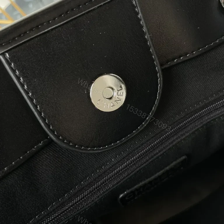 View 3 of Chic Parisian-Style Tote: Faux Leather, Chain-Strap Luxe Tote
