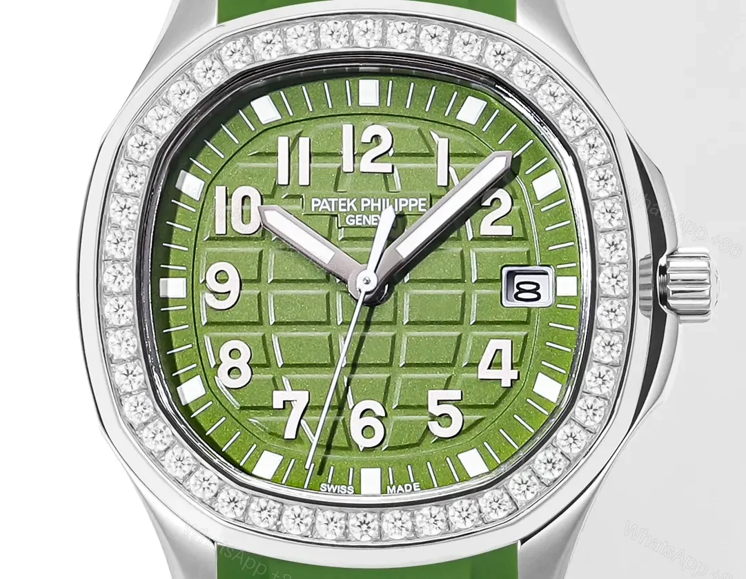 View 5 of Patek Philippe Aquanaut Luce 5268 Series Watch Green Dial with Diamond Bezel Stainless Steel and Satin Finish Composite Strap Modern Casual Elegant Style