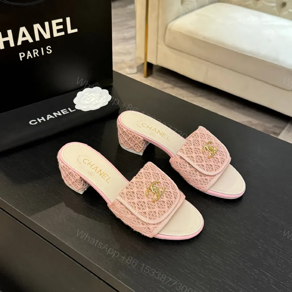 View 2 of Pink Lace Slide Sandals, Cushioned insole, Couture-Inspired Comfort