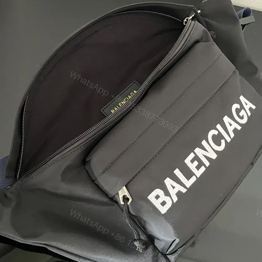 View 9 of 高仿BalenciagaWheelBeltpack系列尼龍胸包黑白色