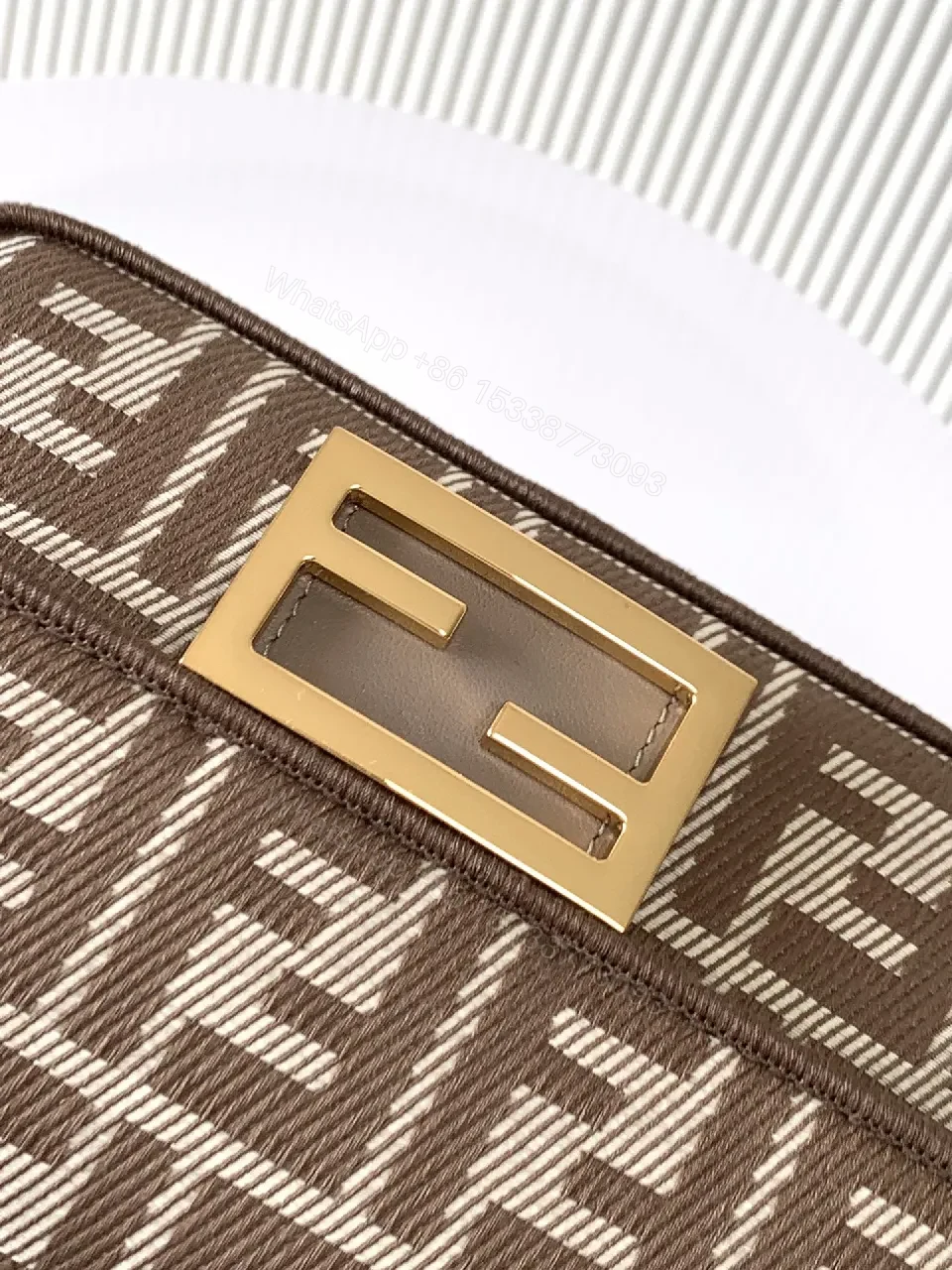 View 3 of Gold-Accented Monogram Crossbody Bag