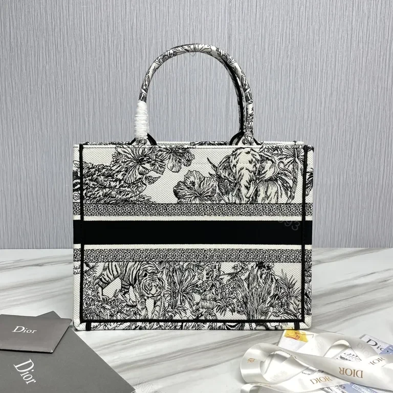 View 6 of Monochrome Floral Dior Tote: Bold Everyday Luxury Bag