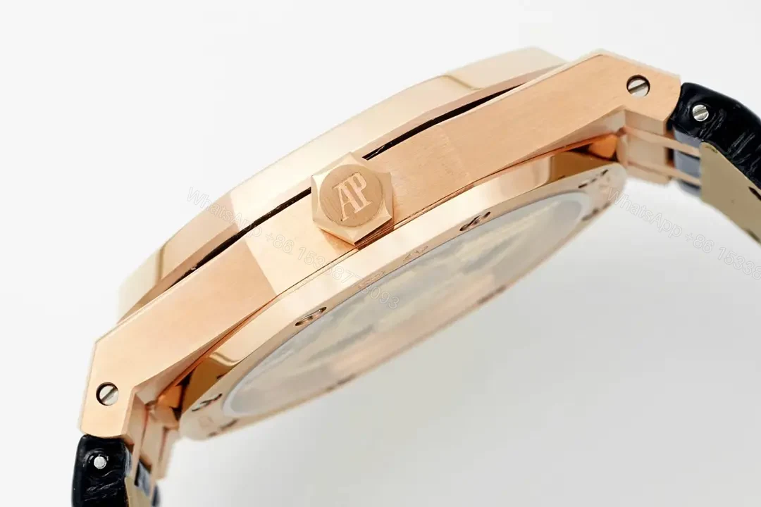 View 7 of Audemars Piguet Royal Oak 15510 Watch 41MM Rose Gold Case Deep Blue Dial Black Leather Strap Ultimate Edition AP-RO-15510-RG-DBLU-LTH-41