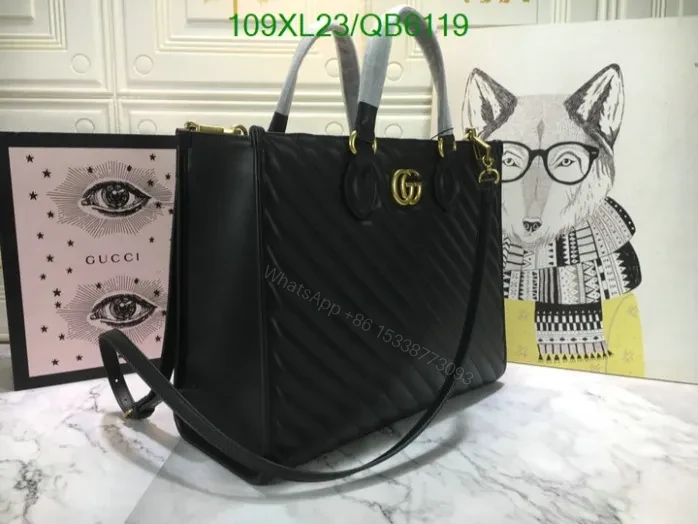 View 9 of Gucci Marmont Leather AAAA Copy Tote QB61194 – GG Design