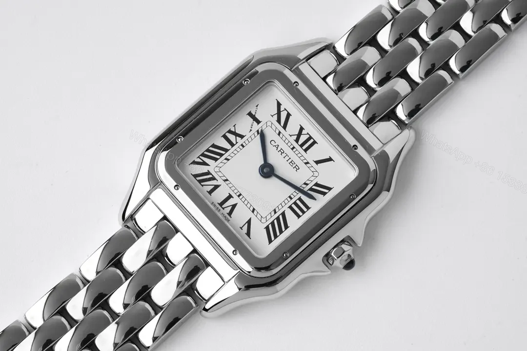 View 7 of KOR Factory Cartier Panthère de Cartier Silver Dial Stainless Steel Watch – 27x37mm, Blue Hands, Sapphire Crystal