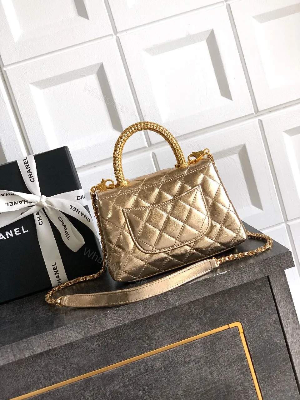 View 7 of Quilted Metallic Top-Handle Bag: Signature Charm
