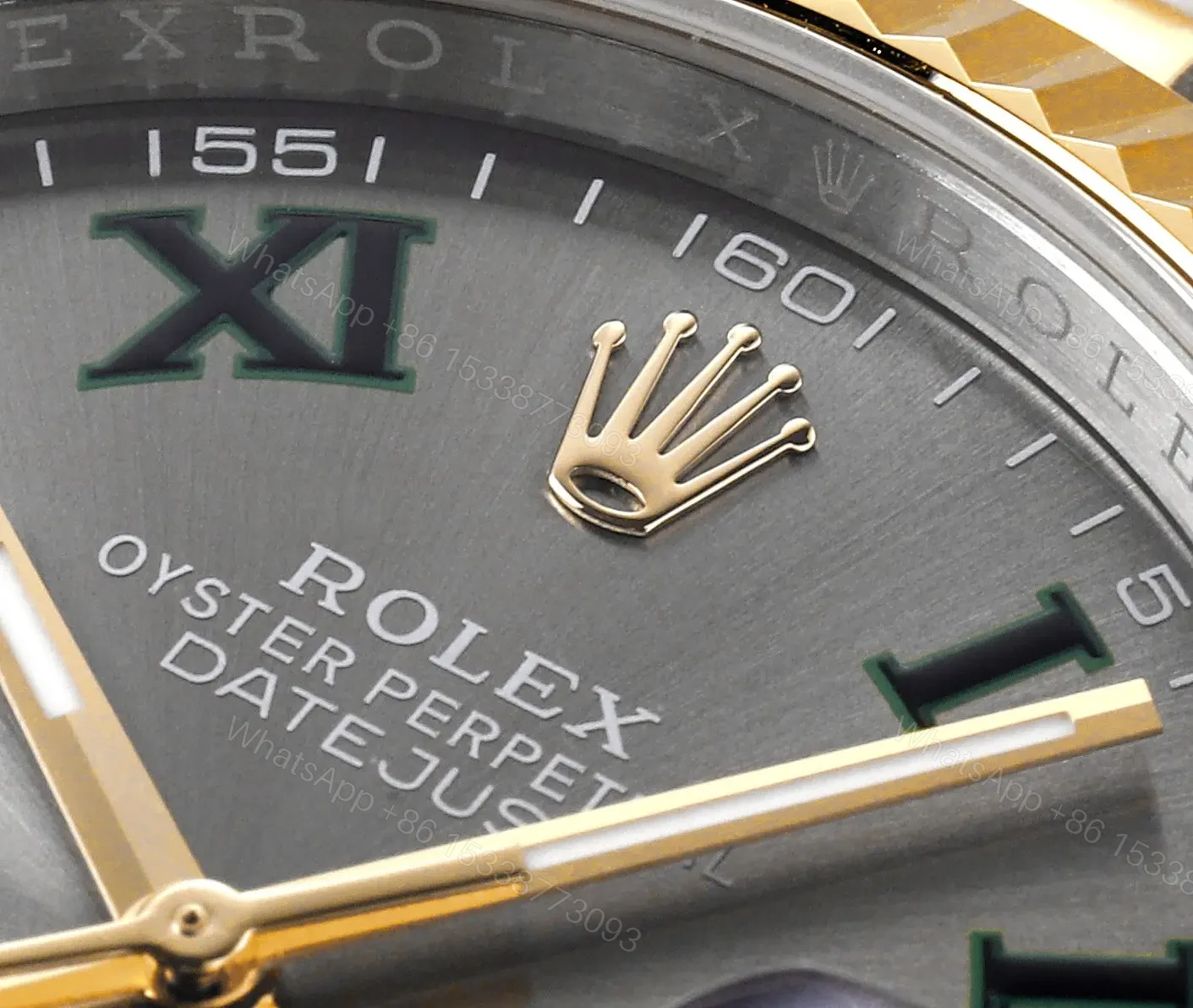 View 6 of Rolex Datejust 41 Yellow Rolesor Fluted Jubilee Slate Roman Dial Watch 126333-0020