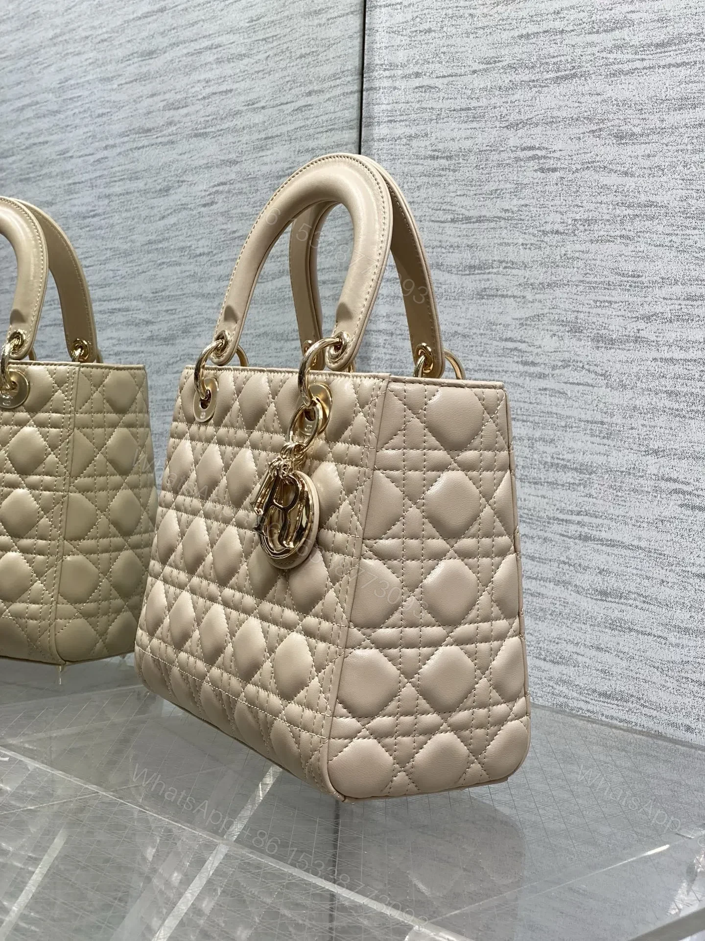 View 4 of Dior small Lady Dior bag in Beige Cannage