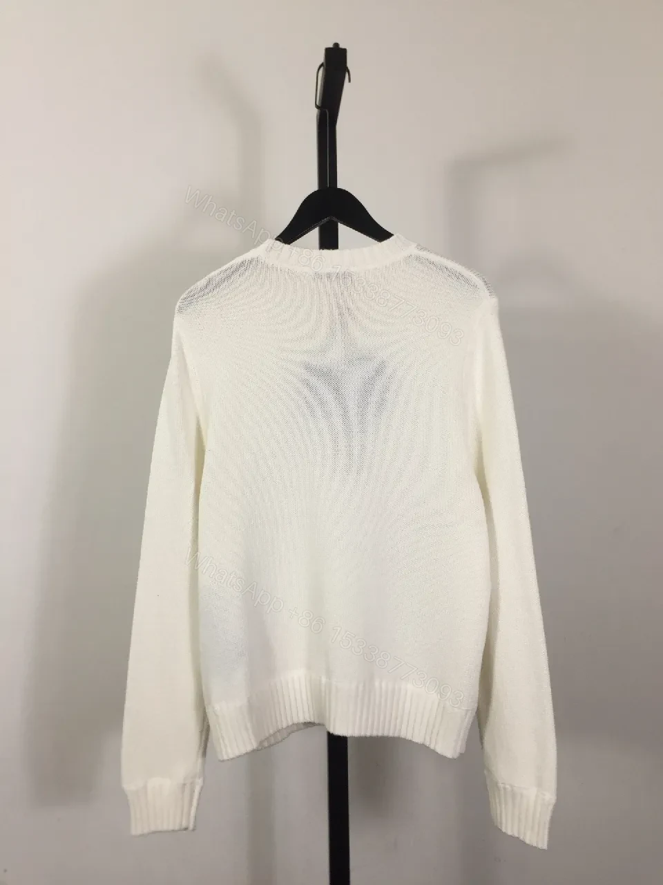 View 8 of White Knit Crew with Premium Logo Detail Knitwear Top