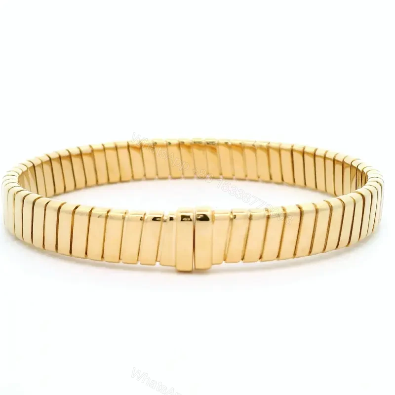 View 4 of 18K Yellow Gold Bvlgari Tubogas Diamond Bracelet for Women
