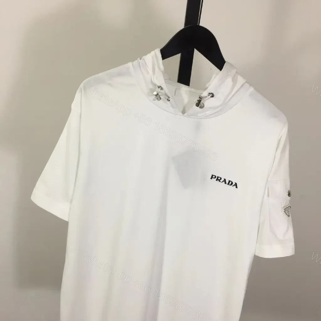 View 2 of White Cotton Zip-Neck Tee with Subtle Logo, Modern Luxe Streetwear
