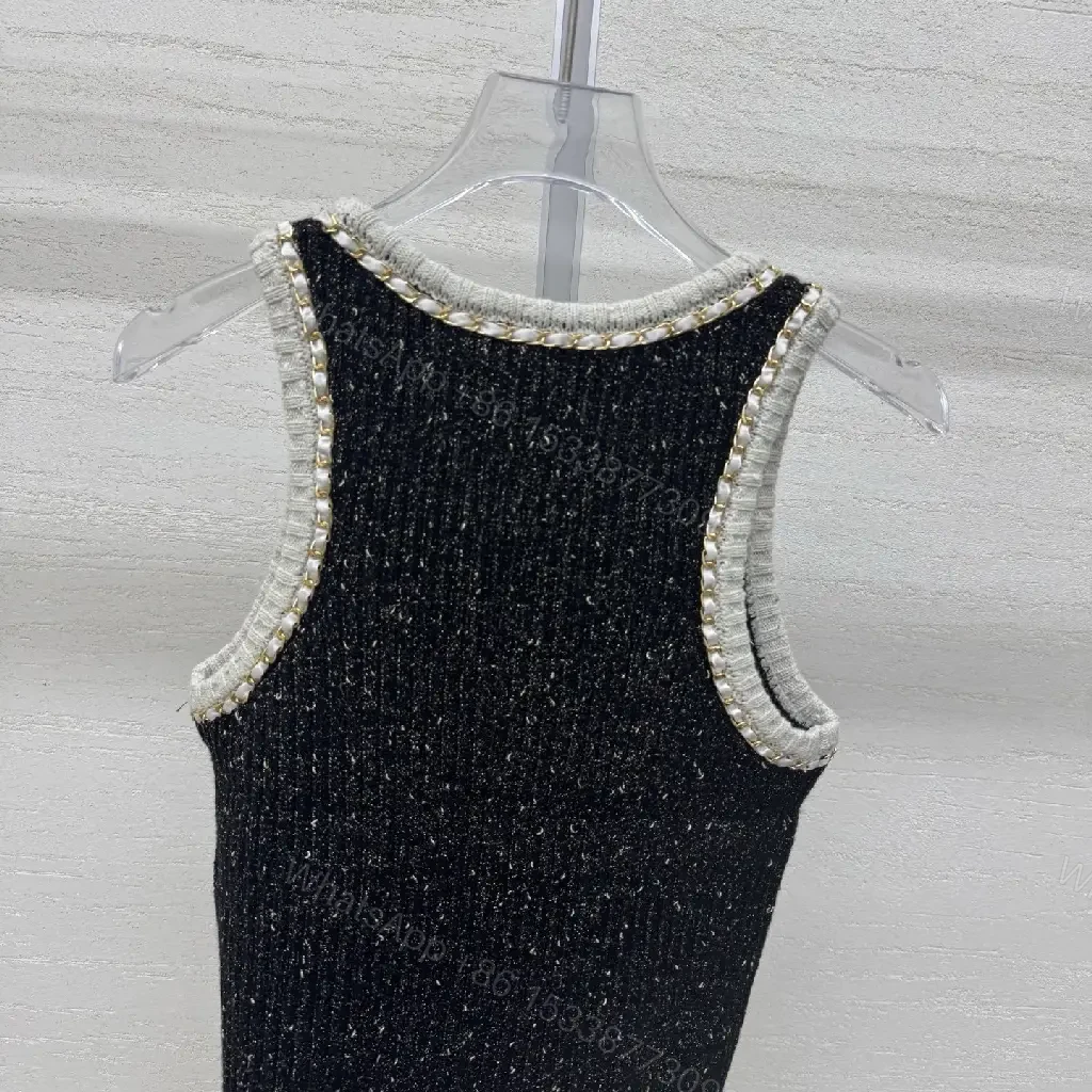 View 4 of Textured Tweed Knit Tank with Crystal Trim