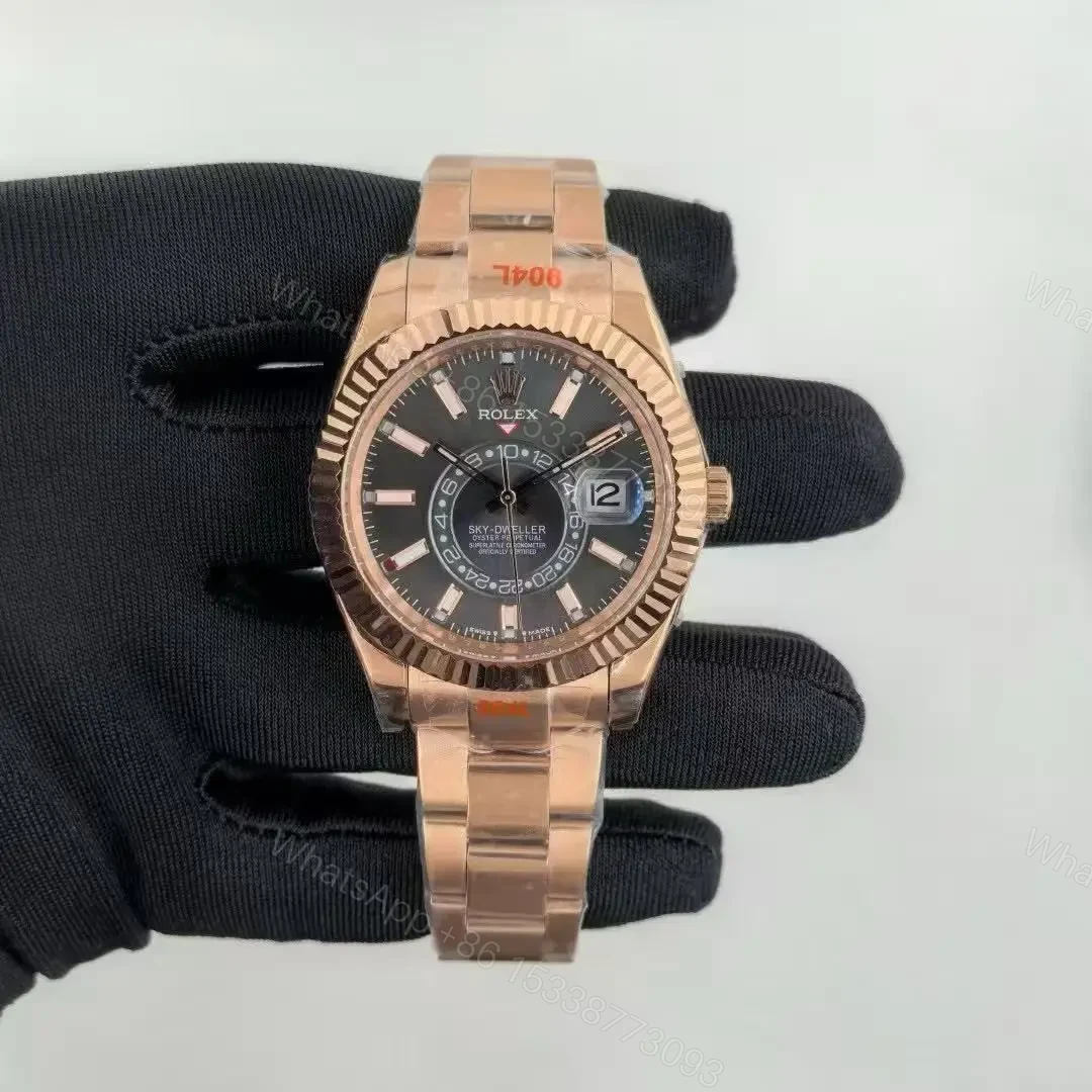 View 6 of Rolex Sky-Dweller Rhodium Dial Rose Gold Replica 2024 – Jubilee Bracelet