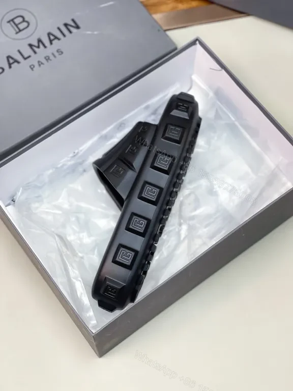 View 3 of Balmain Black Leather Slide: Luxury All-Day Comfort