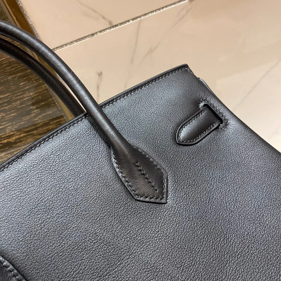 View 8 of HEMRES BIRKIN 30CM BLACK SWIFT LEATHER GOLD HARDWARE