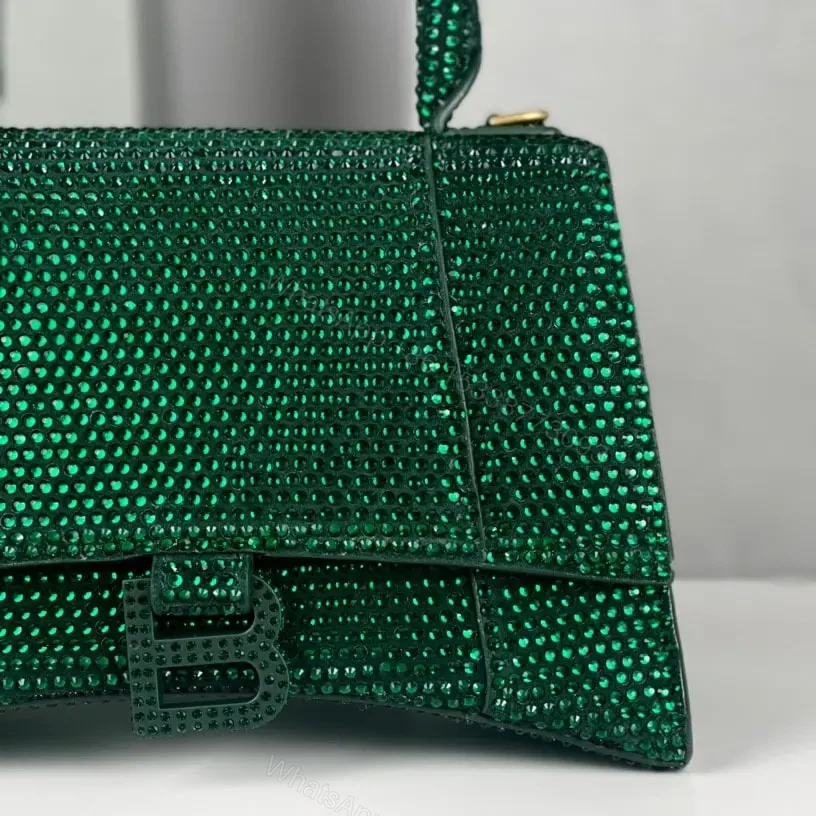 View 4 of 高仿Balenciaga*Hourglass系列沙漏包滿鑽綠色S