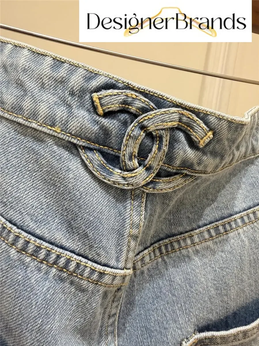 View 8 of Chanel Light Wash High-Waisted Straight-Leg Jeans