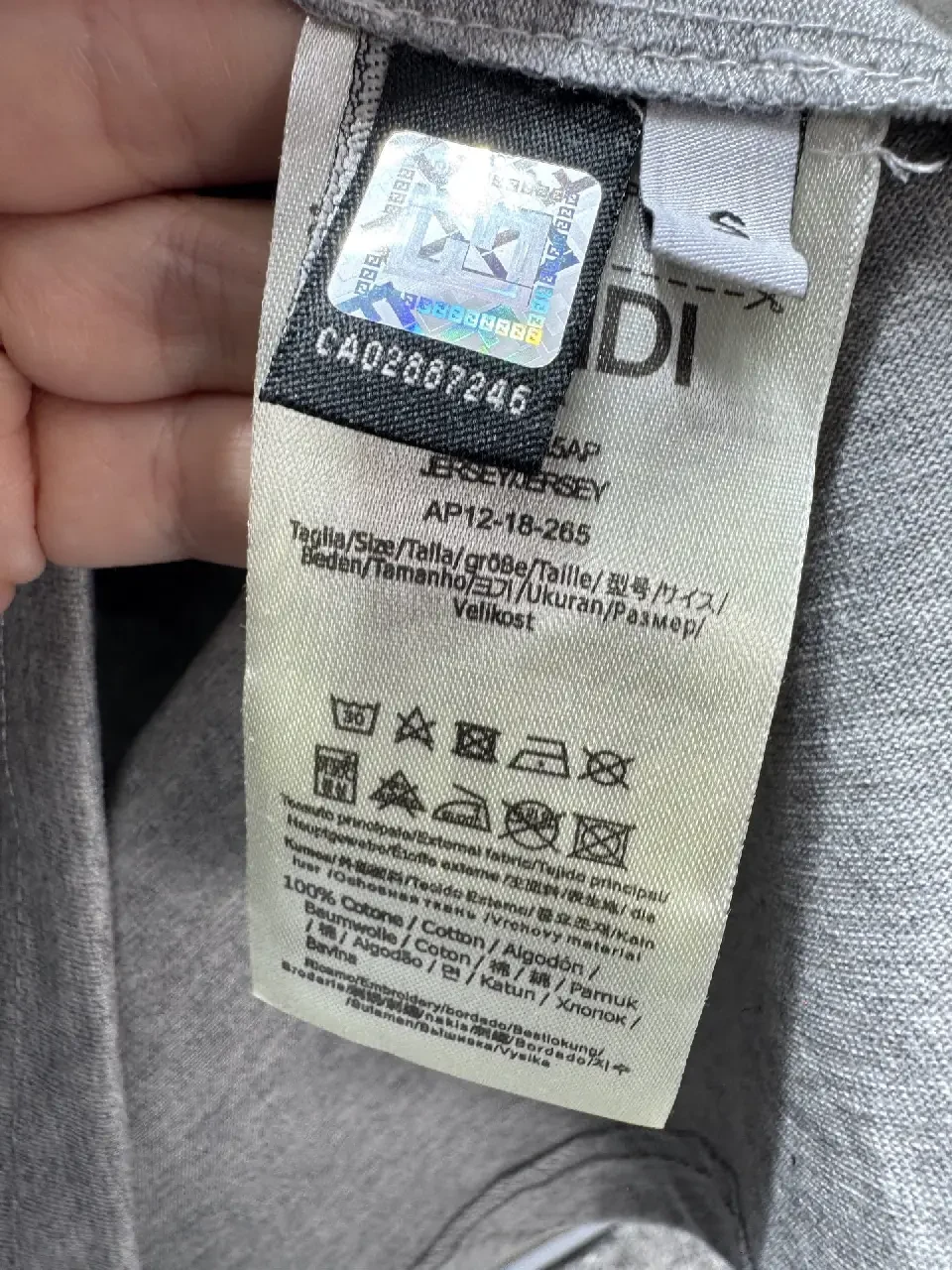 View 9 of Grey Cotton Blend Tee, Subtle Luxury, Logo Accent T-Shirt