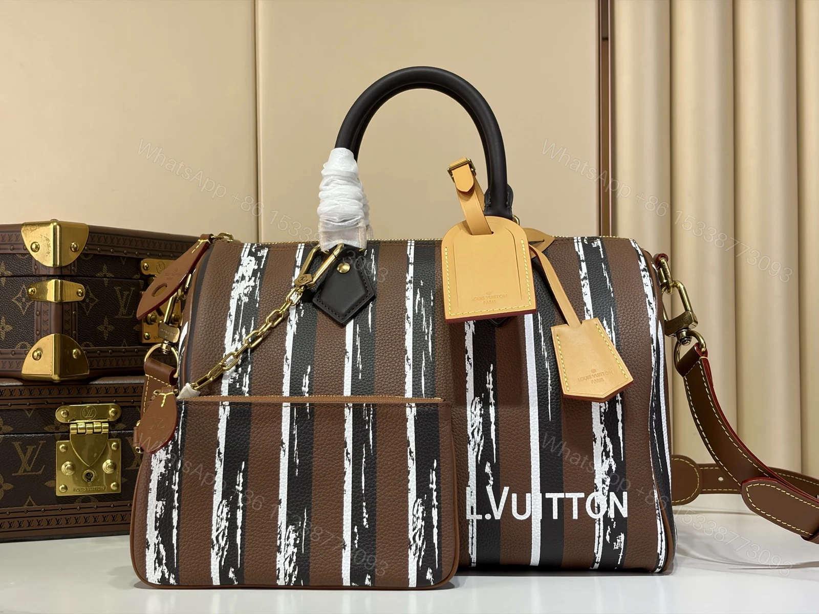 LV 一比一 條紋拼色旅行包 大容量手提單肩包 Keepall款 — view 1