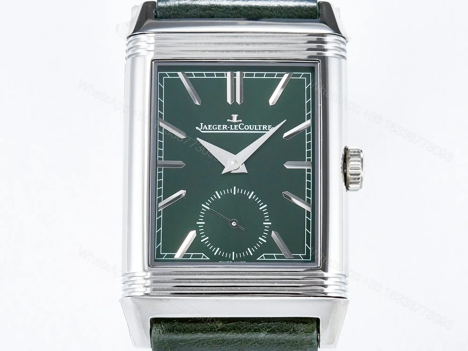 View 3 of Reverso Classic Duoface Small Seconds SS MGF Best Edition White Textured Dial on Black Leather Strap A854A