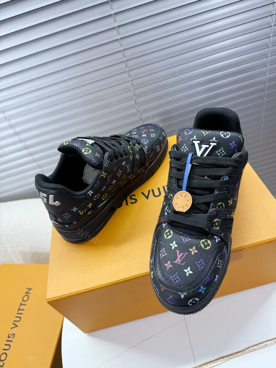 View 9 of Multicolor LV Monogram High-Top Sneakers with Luxury Comfort