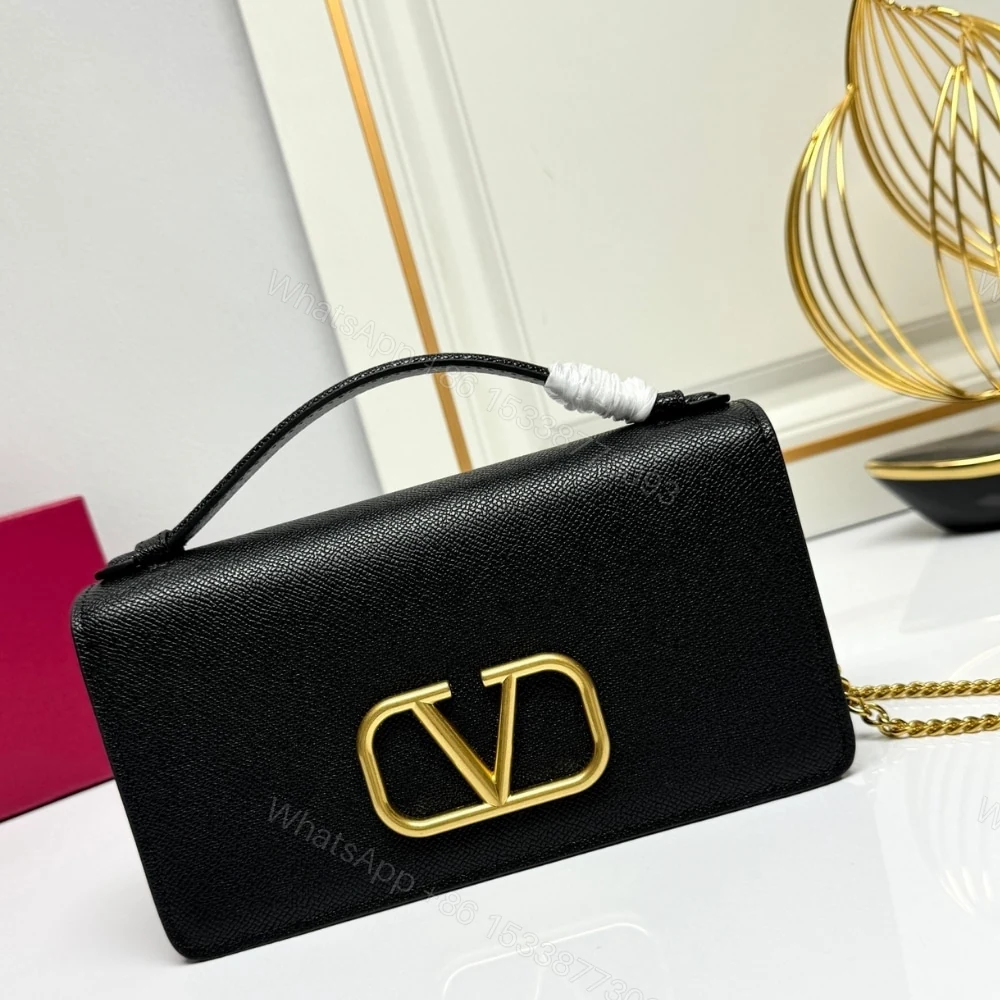 View 2 of VALENTINO GARAVANI VLOGO SIGNATURE GRAINY WALLET WITH CHAIN BLACK 22CM
