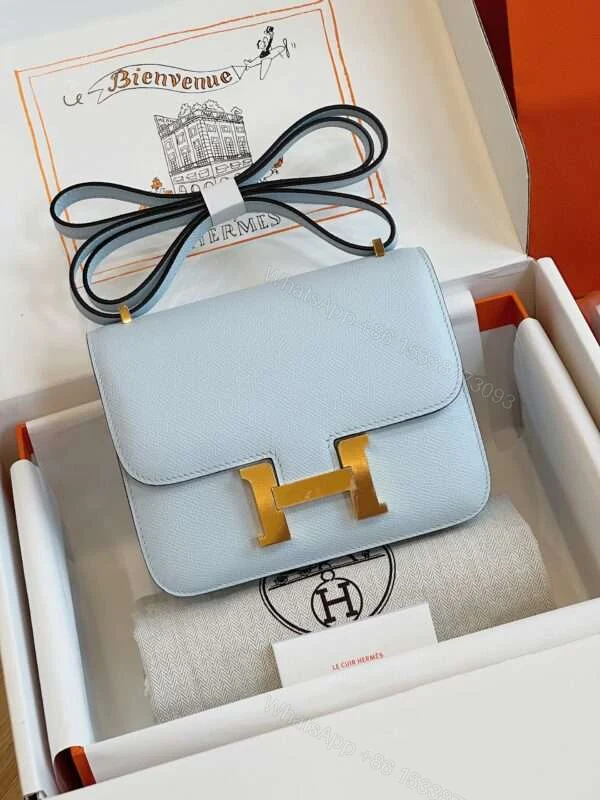Hermes Constance Bag Epsom Gold Light Blue Handbags 19cm — view 1