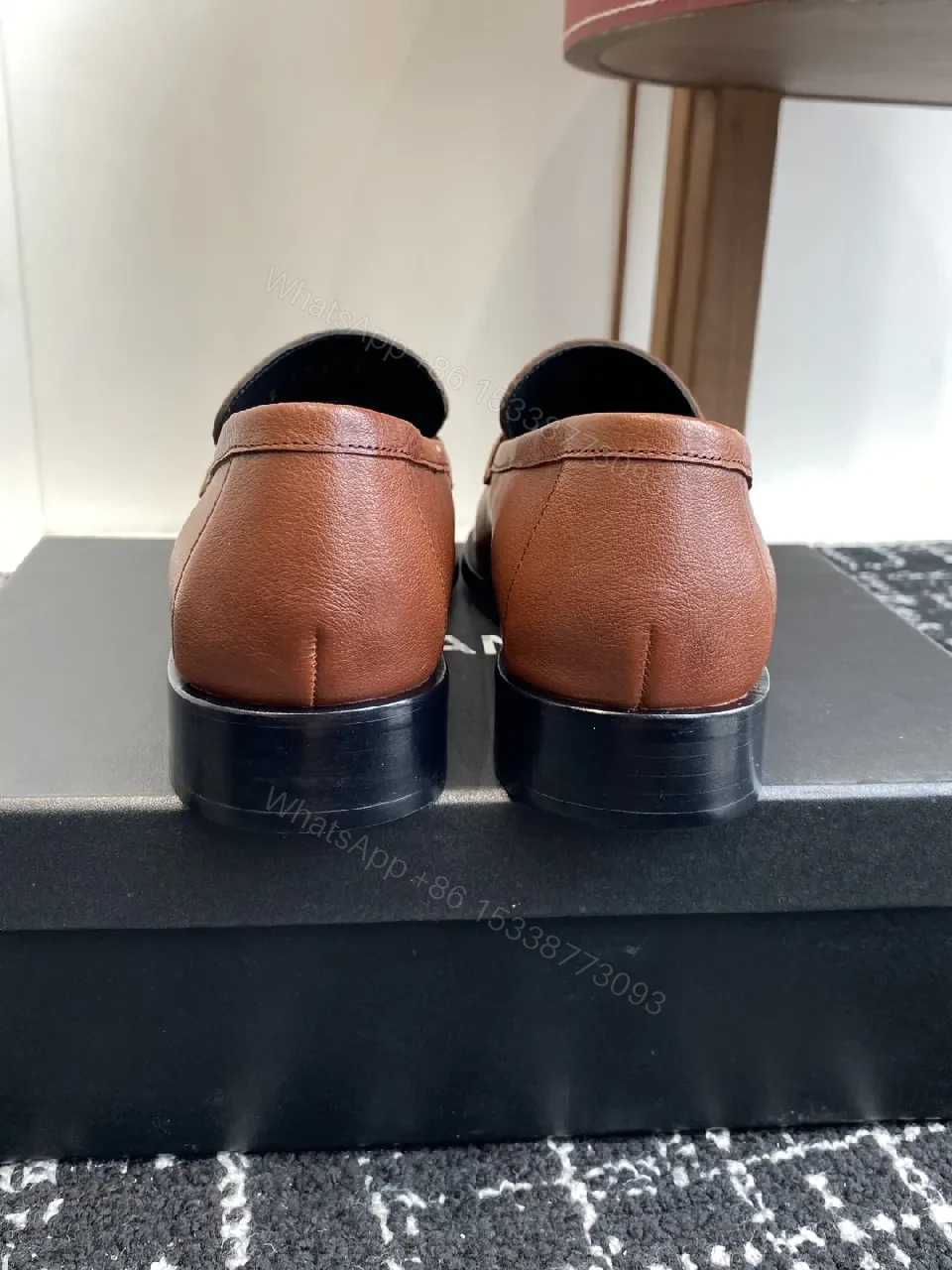 View 8 of Cognac Leather Loafers - Signature Band, Luxe Style, Slip-On