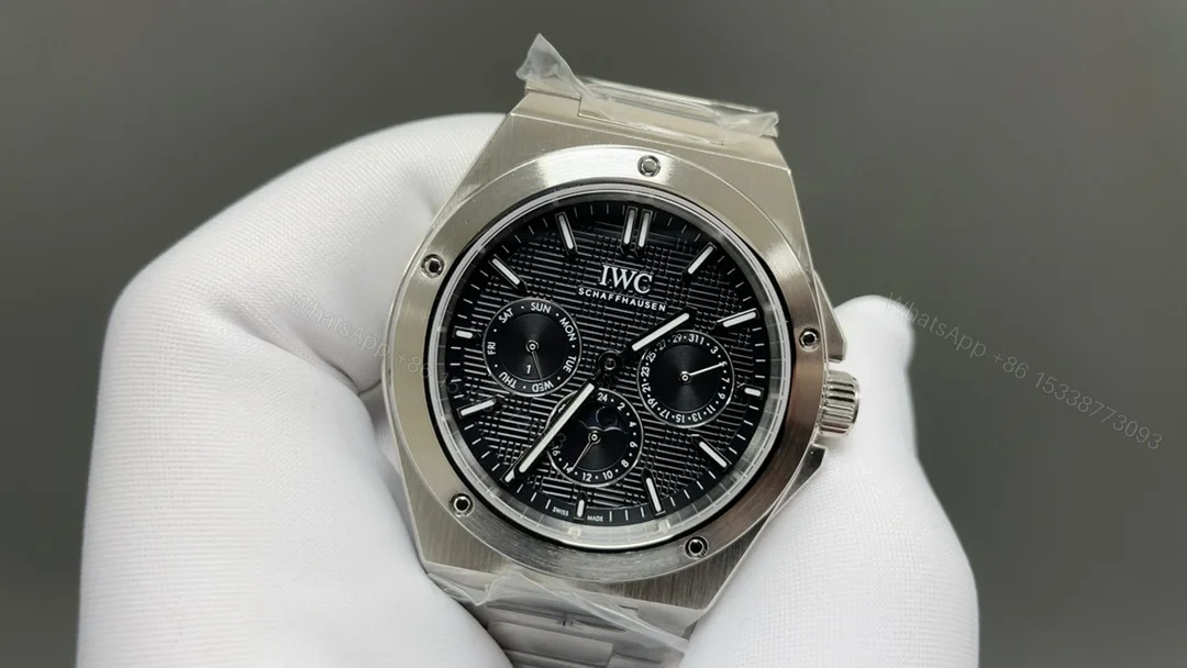 View 3 of IWC Ingenieur Black Replica 42MM Premium Perpetual Calendar Steel Bracelet Edition RG-IWC-INGENIEUR-BLACK-42