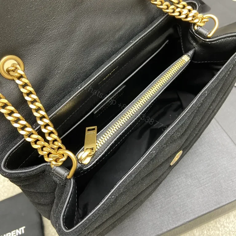 View 9 of Chic Velvet Shoulder Bag with Gold Hardware