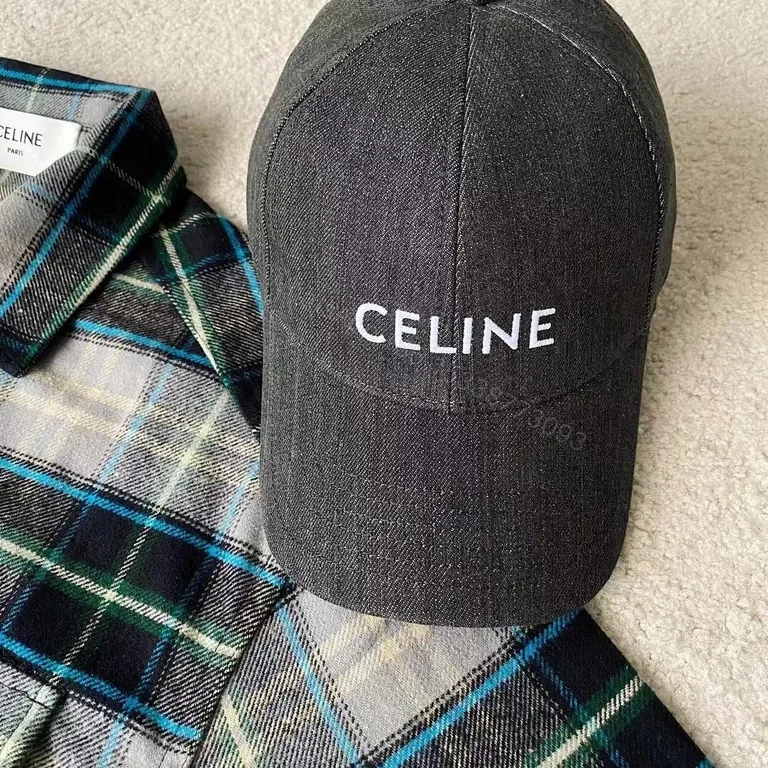 View 4 of Charcoal Denim Cap: Clean CELINE Embroidery, Premium Casual