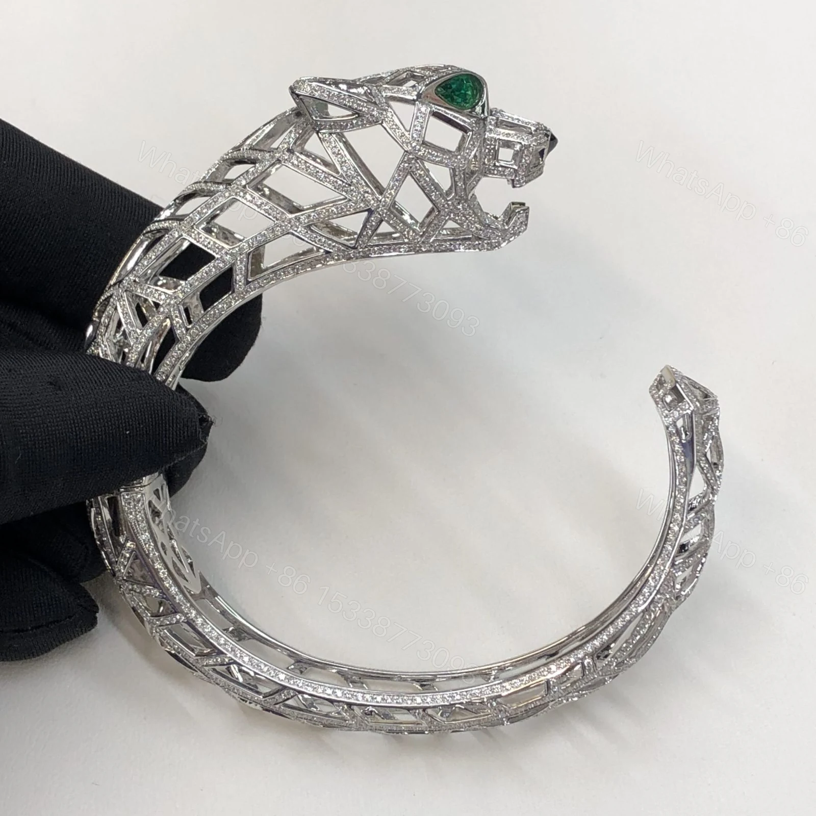 View 3 of Cartier Panthere De Cartier Bracelet Diamonds And Emerald Onyx