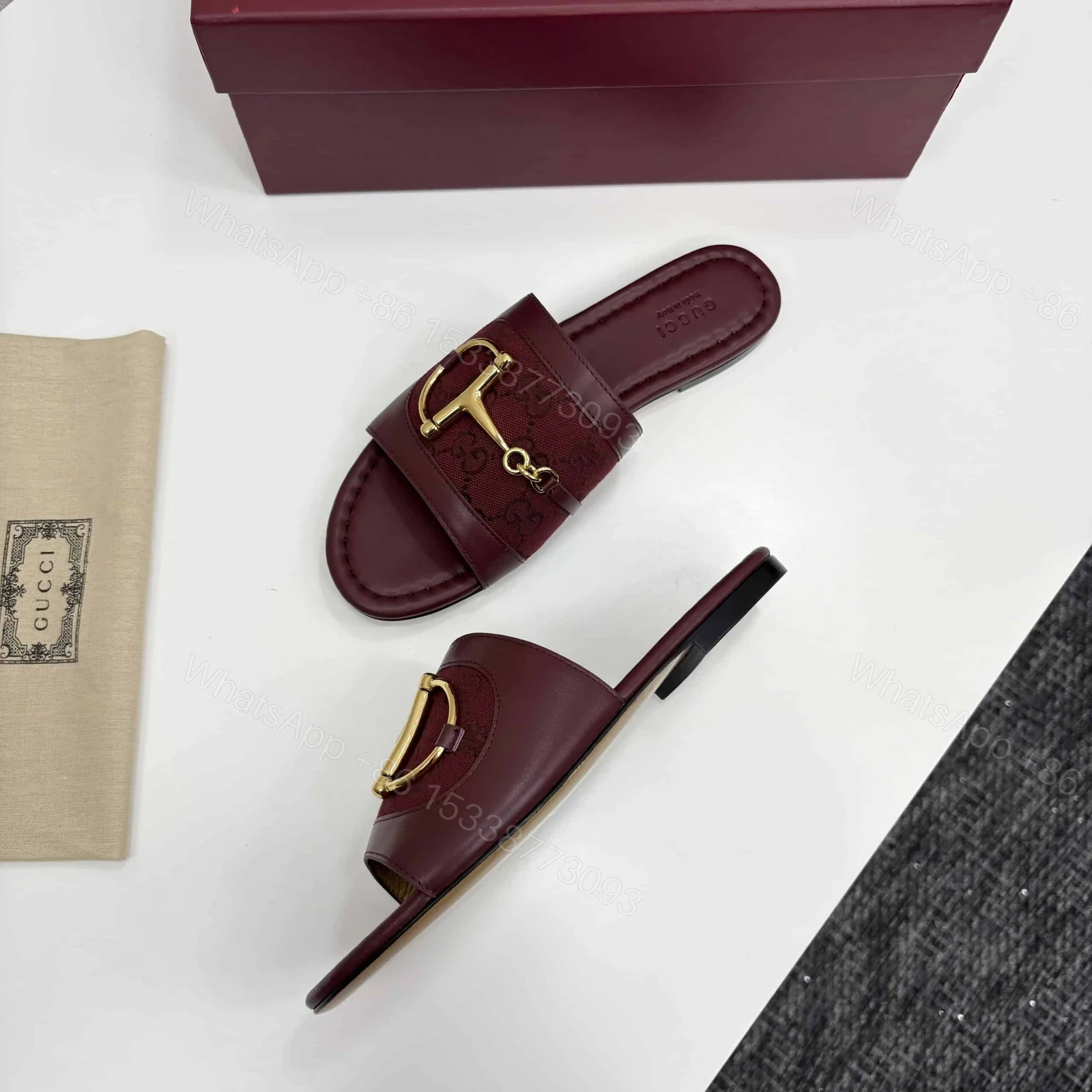View 2 of GUCCI WOMEN’S SLIDE SANDAL WITH HORSEBIT ROSSO ANCORA RED 834427 AAE04 6273