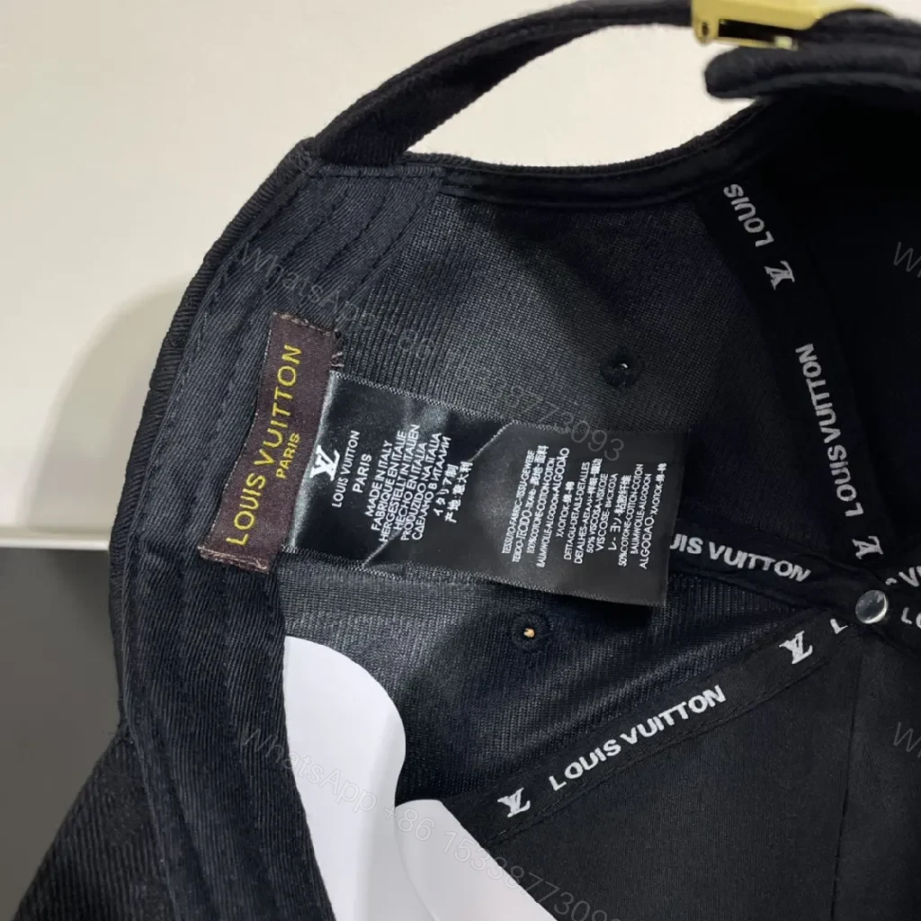 View 8 of Lux Black Cap with Gold Monogram Accent - Luxury-Casual Style