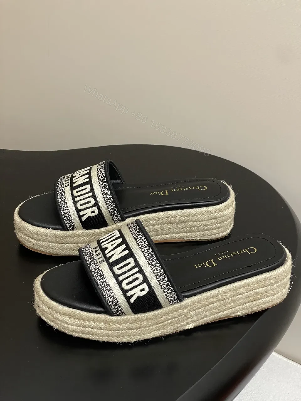 View 7 of Bold Logo-Strap Espadrille Platform Slides